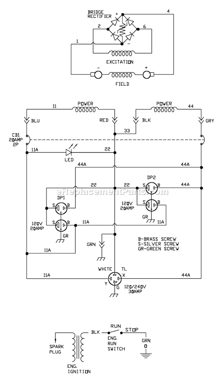 Page E Diagram and Parts List for 030360-0  Briggs and Stratton Generator